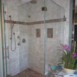 Beautiful Shower Area Design With Floral Setting